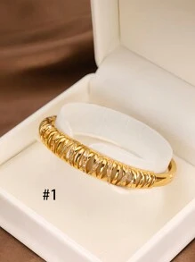 1/2/3 Stücke modischer klassischer glänzender durchbrochener geometrischer Linie Kubikzirkonia Dekorationsarmband mit einem Durchmesser von 60 mm, welches sich öffnen lässt, geeignet für den täglichen Gebrauch von Frauen, ohne Box