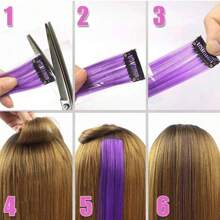 12pcs Colorful Rainbow Hair Extensions, 22 Inch Rainbow Hair Extensions With Highlights Party Hair Accessories For Girls Women - Multicolor - View 6