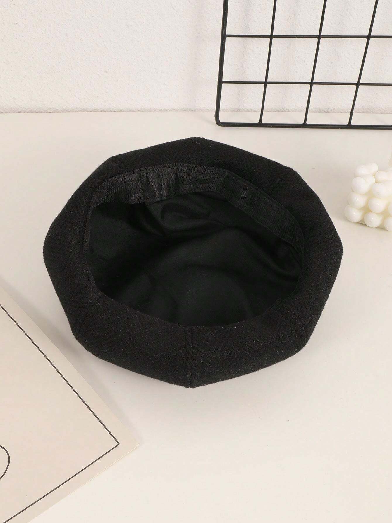 1pc Women Colorblock Herringbone Wool Beret Hat, Casual & Chic Suitable ...