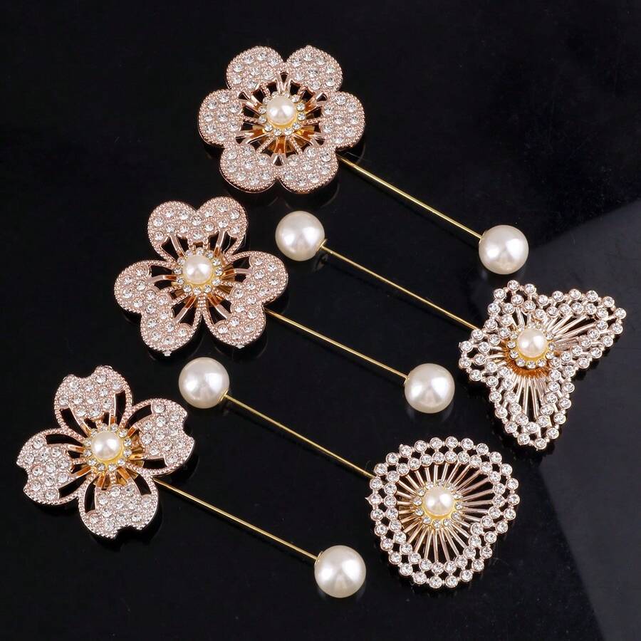 Men Crystal & Pearl Lapel Pin, Women OnePiece Brooch For Suit, Dress