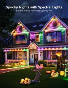 Govee Permanent Outdoor Lights Pro, 150ft With 90 RGBIC LED Lights For Daily And Accent Lighting, 75 Scene Modes For Halloween, IP67 Waterproof, Works With Alexa,  Assistant, Matter, Black - Multicolor - View 1