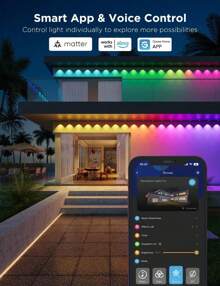Govee Permanent Outdoor Lights Pro, 150ft With 90 RGBIC LED Lights For Daily And Accent Lighting, 75 Scene Modes For Halloween, IP67 Waterproof, Works With Alexa,  Assistant, Matter, Black - Multicolor - View 3