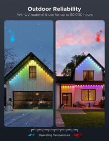 Govee Permanent Outdoor Lights Pro, 150ft With 90 RGBIC LED Lights For Daily And Accent Lighting, 75 Scene Modes For Halloween, IP67 Waterproof, Works With Alexa,  Assistant, Matter, Black - Multicolor - View 6