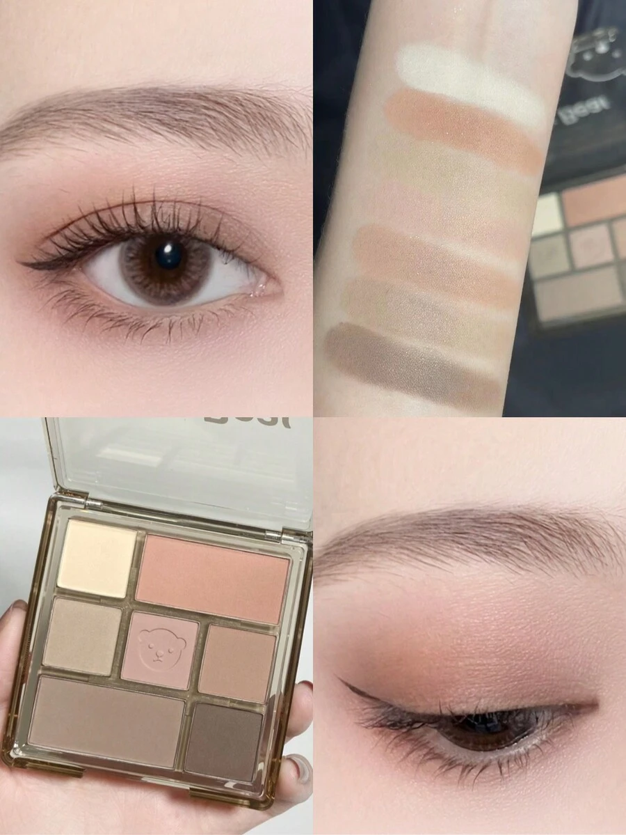 Pink Bear Bảng Phấn Mắt Matte Bảy Màu Tạo Khối Và Tông Màu Đất Cho Kiểu Trang Điểm Tự Nhiên - 05 Nhà hát buồn ngủ - Xem 1