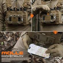 战术 MOLLE 折叠导航板通用狩猎背心附件气枪地图盒管理面板手机支架胸部安装座适用于屏幕尺寸 4.7 英寸 - 6.7 英寸