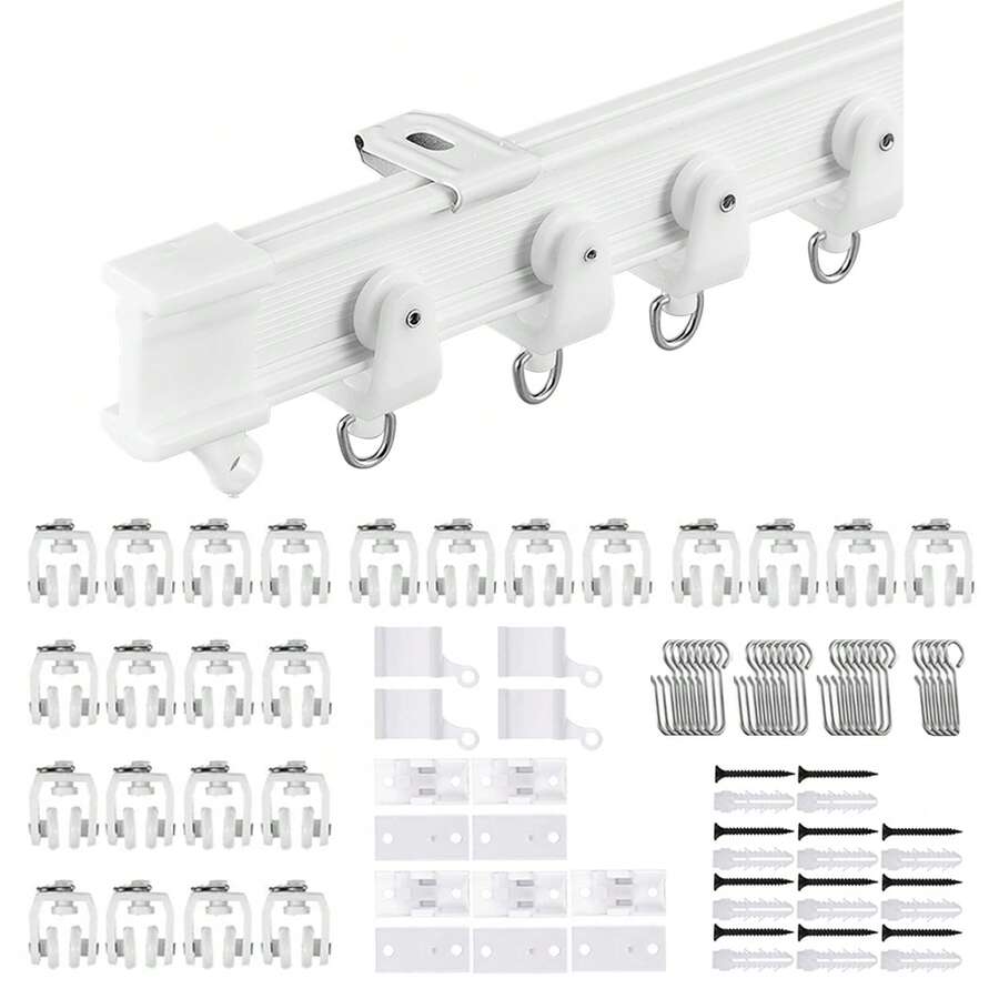 Gaahing Flexible Ceiling Curtain Track | Curved Curtain Rail With Mute Rollers | Bendable Mount For Shower Bay Window RV Curtain Room Divider - 3meter - View 1