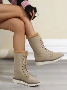 New Fashionable Thick Sole Waterproof Warm Retro Cross-Border Women Snow Boots - Grey - View 2