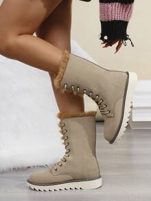 New Fashionable Thick Sole Waterproof Warm Retro Cross-Border Women Snow Boots - Grey - View 4