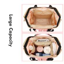 1 pieza Mochila para pañales multifuncional para maternidad, bolsa de pañales para bebés para niñas y niños con gran capacidad para viajes - Rosa - Ver 4