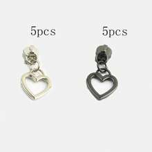 10 piezas Cierres de cremallera decorativos en forma de corazón negro de nailon para bolsas, ropa, chaquetas, manualidades y costura DIY