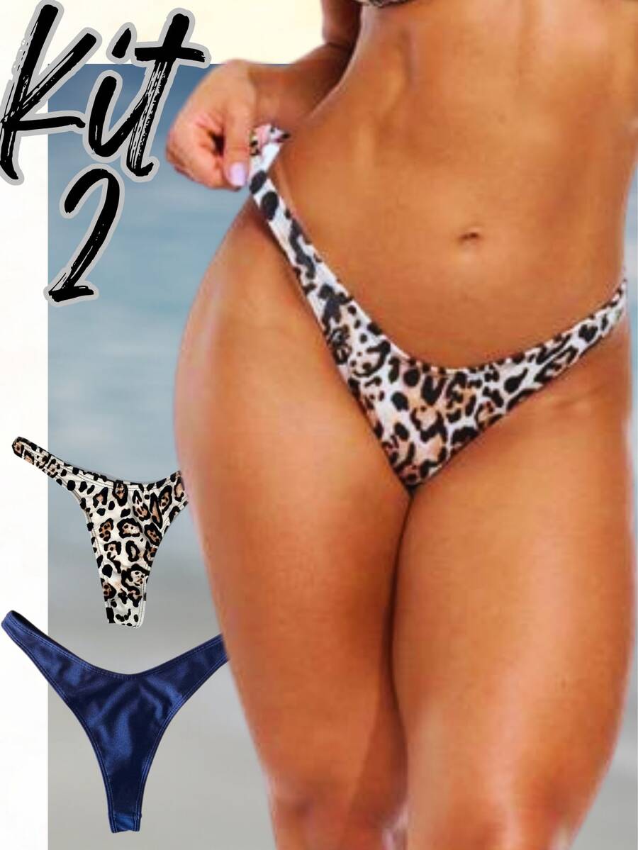 Micro-Bikini Thong Bikini Panties Summer Bronze Kit With 2 - Nhiều màu - Xem 1
