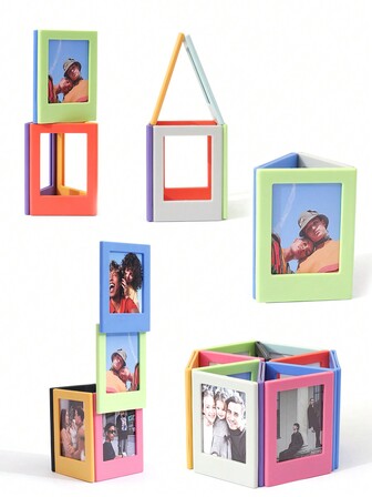 Set de 10 piezas/5 piezas de marcos de fotos magnéticos de colores, imanes para refrigerador de 3 pulgadas, álbum de fotos para mostrar recuerdos familiares, compatible con fotos Fujifilm - Decoración del hogar, la sala de estar, la oficina, San Valentín, regalo de Año Nuevo