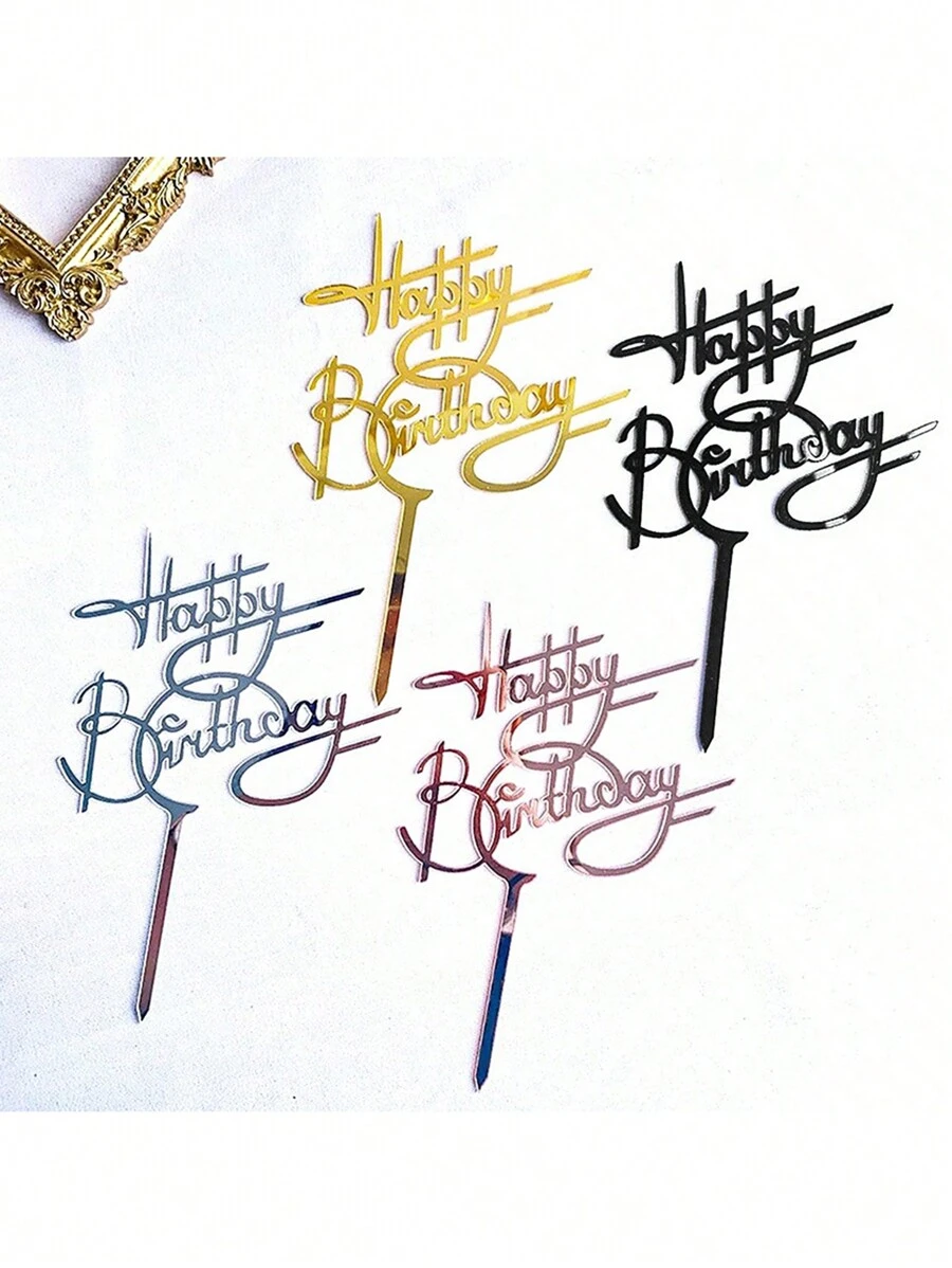 4pcs/Set PMMA Cake Topper, Modern Letter Decor Cake Top Decoration For Birthday Party