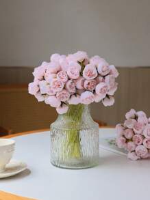 9pcs/Lot High Quality Artificial Rose Bouquet, Decoration For Home, Wedding Ceremony Aisle Flowers, Bridal Bouquet, Valentine's Day, Gift Gifts Birthday Graduation - Multicolor - View 6