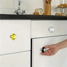 10 peças de maçanetas de armário de vidro de cristal, maçanetas de porta de móveis de cômoda, puxadores de gaveta, gaveta em formato de diamante de 30 mm, para guarda-roupa e armário, puxadores de maçanetas de armário, puxadores de maçanetas de gaveta de cozinha com parafusos