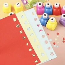2/6/12 piezas Juego de perforadoras de relieve mini, de colores surtidos, herramientas creativas portátiles de corte y estampado de papel, adecuadas para manualidades de scrapbooking, tarjetas y decoración de diarios, de vuelta a la escuela, artículos de papelería - Multicolor - Ver 7