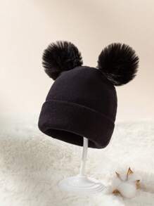 1 件男女通用简约针织帽，纯色保暖冬季无檐便帽，松紧贴合，适合日常穿着、户外、圣诞节、新年、节日礼物 - 黑色 - 查看 1