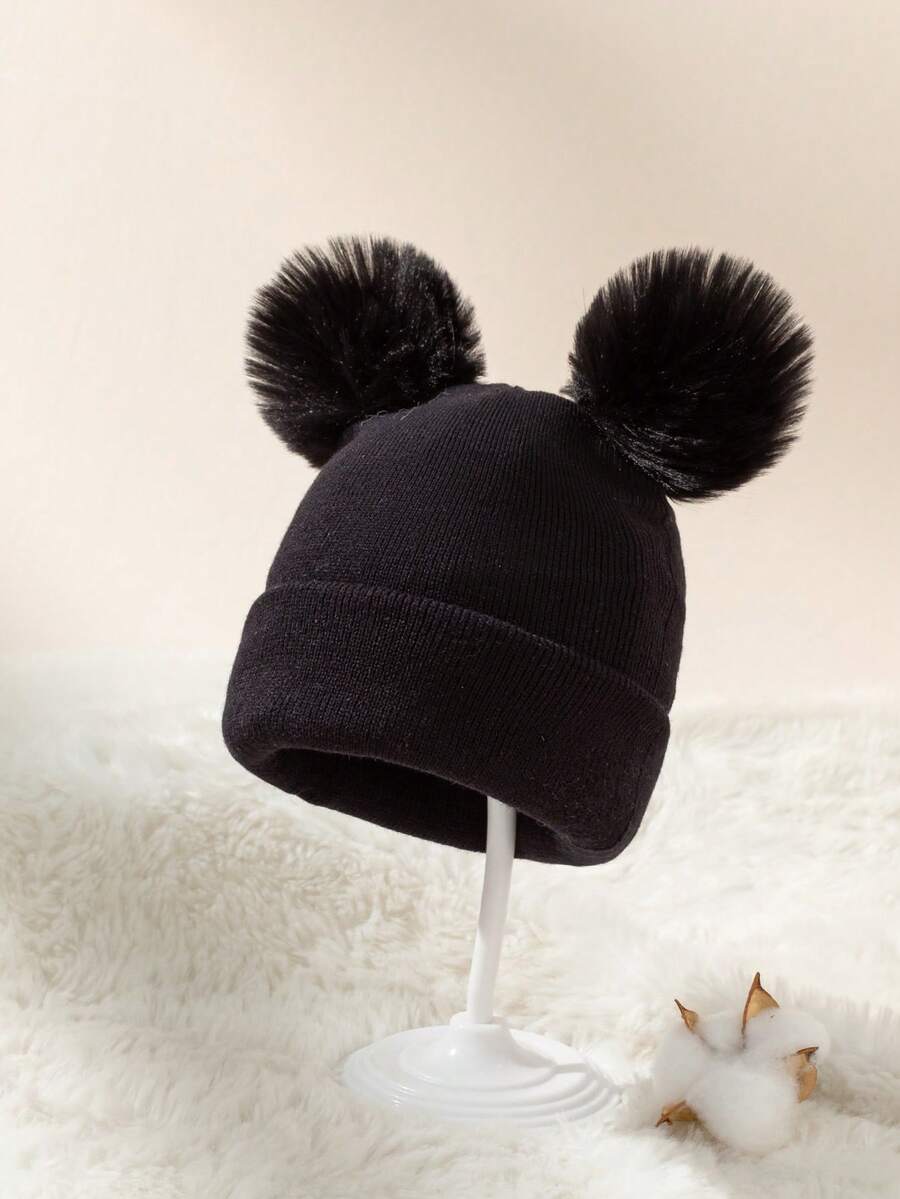 1 件男女通用简约针织帽，纯色保暖冬季无檐便帽，松紧贴合，适合日常穿着、户外、圣诞节、新年、节日礼物 - 黑色 - 查看 1