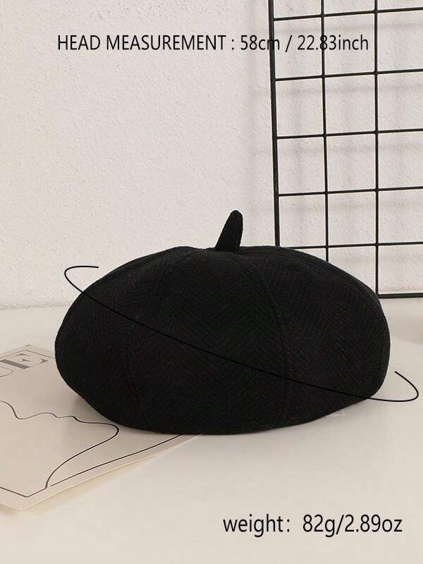 1pc Women Colorblock Herringbone Wool Beret Hat, Casual & Chic Suitable ...