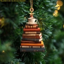 5 món đồ trang trí cây thông Noel, đồ trang trí sách xếp chồng, đồ trang trí kệ sách cổ điển, thích hợp để trang trí cây thông Noel, đồ trang trí tiệc Giáng sinh - Nhiều màu - Xem 3