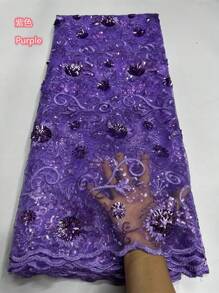 African Lace Fabric With Sequins, French Nigerian Net Lace, Tulle Mesh Fabrics, Party Wedding Sewing Fabric, Red, High Quality, 5 Yards/1Yards