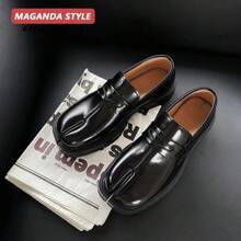 Maganda Tabi Shoes Loafer For Men And Women Split Toe Thick Sole Casual Leather Shoes - Patent Leather Black - View 4