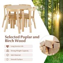 Homasis 5-Piece Kids Wooden Curved Back Activity Table & Chair Set - Natural - View 6