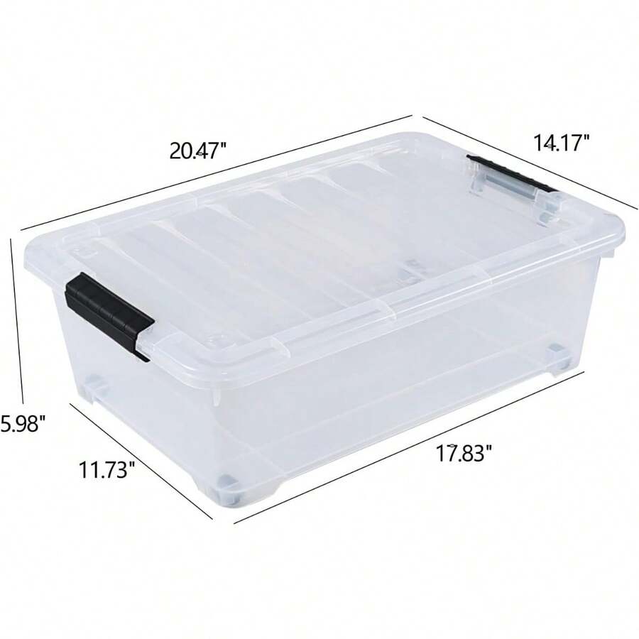 20 Quart Stackable Plastic Under Bed Bins With Lid, Set Of 4 Clear