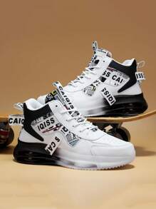 Men's Fashion Street Style Sneakers, Comfortable Non-Slip Casual Lace-Up Sports Shoes, Suitable For Outdoor Activities, High-Top Unisex Shoes, Air Cushion Shock Absorbing