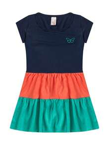 Kit 4 Summer Girls' Dresses In Half Mesh With Ruffles Three Marias - Nhiều màu - Xem 2
