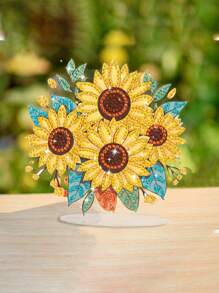 1 Stück Diamant Malerei Acryl Ständer, funkelnde Kristall Diamant Handwerkskunst Rose, Vintage Stil Heim Dekoration, geeignet für Hochzeiten, besondere Anlässe, Feiertage, Weihnachtsgeschenk, Größe 14,5cm*14cm/5,7 Zoll*5,5 Zoll