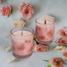 1 套粉色花朵香薰蜡烛，Sakura Aorma 蜡烛女士礼物，玻璃罐印花花朵香薰天然大豆蜡烛，7 盎司燃烧时间超过 50 小时，家用香薰蜡烛、圣诞礼物、生日、情人节、圣诞节、周年纪念礼物、房间装饰、礼品 - 粉色 - 查看 10