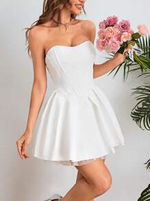 Bow A-Line Lightweight Dress, Valentine's Day - White - View 1