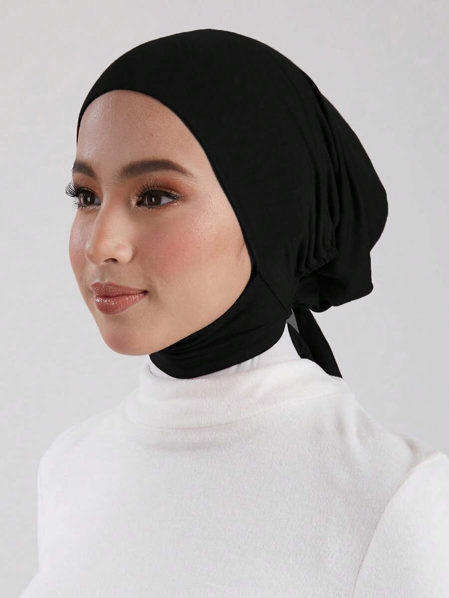 1 件装女士纯色弹性头巾头巾帽，可调节头巾带绑带，透气舒适，宽大吸汗，多功能头巾帽，即时头巾，下巴覆盖，适合日常生活