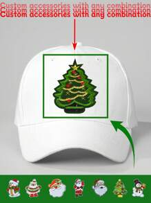 1pc DIY Customizable 8 Styles Of Christmas Accessories And 7 Colors Baseball Cap, Can Be Mixed And Matched, Suitable For Christmas