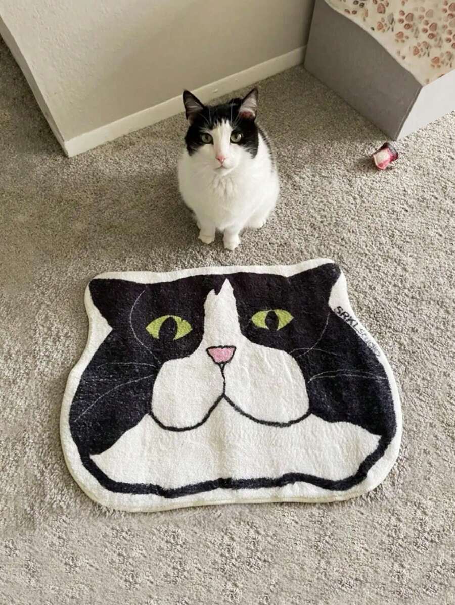 Joivida 1 件，奇思妙想可爱猫头图案地垫 - 防滑、防水、防污、可机洗 - 非常适合客厅、入口、洗衣房、餐厅、浴室、卧室、厨房、家居装饰、地毯、新年、圣诞节礼物、母亲节礼物、民宿装饰、生日礼物、特殊礼物 - 彩色 - 查看 1