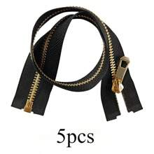 5pcs #5 Light Gold Metal Zippers, Y Teeth Single Sliders, Suitable For Jackets, Coats, Down Jackets, Multiple Colors & Sizes Available