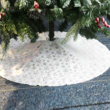1 pieza Falda de árbol de Navidad esponjosa y blanca simple, impresión creativa alrededor del árbol de Navidad, alfombra de árbol de Navidad de poliéster, decoración interior y exterior para fiestas de Navidad, vacaciones de invierno y Año Nuevo, decoración de escena, decoración navideña, decoración de habitación, decoración del hogar, decoración de oficina, mejor regalo de decoraciones navideñas, decoraciones navideñas para el hogar, regalos de Navidad, decoración navideña - Dorado - Ver 7