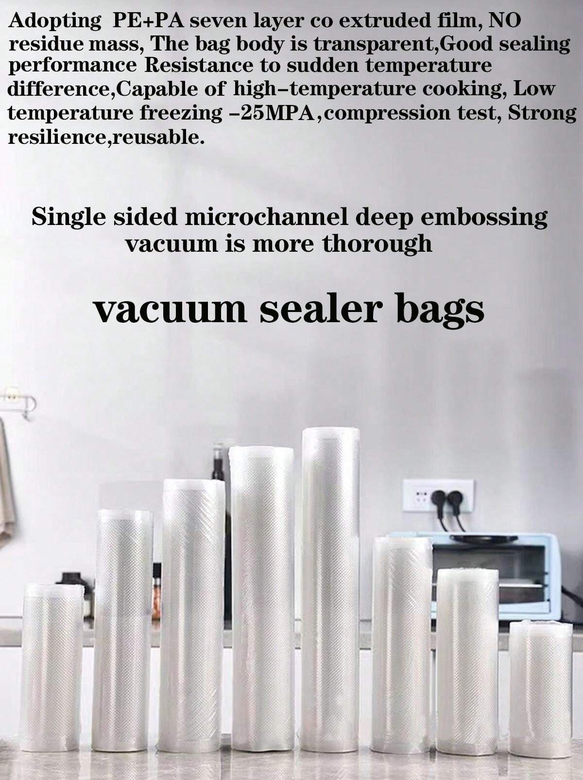 2 Rolls Of Different Size Combinations Of 5m Vacuum Sealed Bag, For