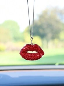 1 chiếc mặt dây chuyền trang trí xe hơi hình đôi môi đính đá Rhinestone - Một cỡ - Xem 4