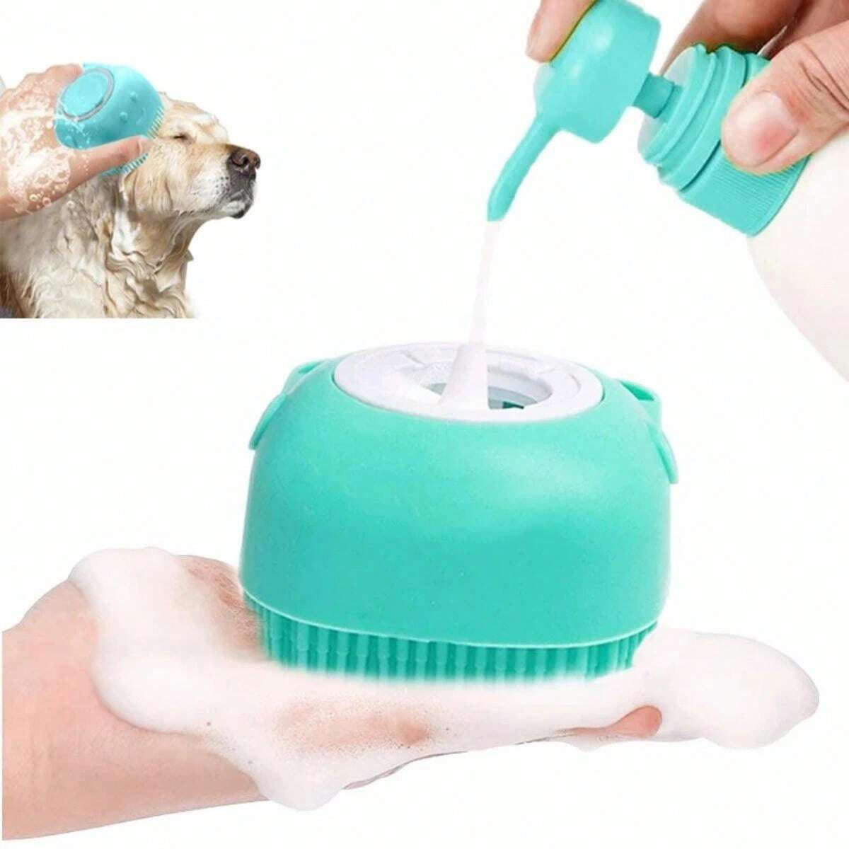 1 Pc Multicolour Pet Bathing Brush Soft Silicone Massager Shower Gel