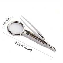 1pc 10x Handheld Magnifying Glass With Tweezers, Portable Jewelry Loupe For Coin, Stamp, And Jewelry Repair - Silvery - View 3