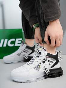 Men's Fashion Street Style Sneakers, Comfortable Non-Slip Casual Lace-Up Sports Shoes, Suitable For Outdoor Activities, High-Top Unisex Shoes, Air Cushion Shock Absorbing