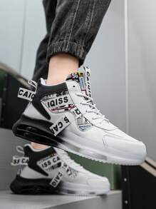 Men's Fashion Street Style Sneakers, Comfortable Non-Slip Casual Lace-Up Sports Shoes, Suitable For Outdoor Activities, High-Top Unisex Shoes, Air Cushion Shock Absorbing