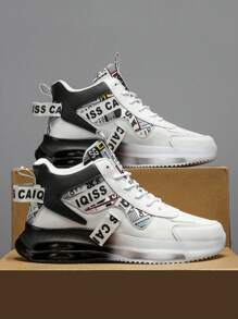 Men's Fashion Street Style Sneakers, Comfortable Non-Slip Casual Lace-Up Sports Shoes, Suitable For Outdoor Activities, High-Top Unisex Shoes, Air Cushion Shock Absorbing