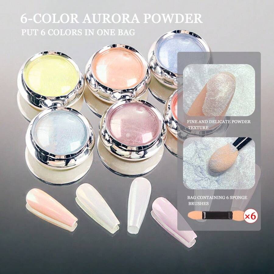 Moonlight Powder Nail Art Sky Mirror Magic Mirror Powder Gold Silver White Fairy Aurora Sparkling Powder - Multicolor - View 1