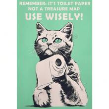 1 st Ben je aan het poepen Badkamerbord Grappige kattencitaten Poster Canvas Schilderij Cartoon Muurkunst Foto's Retro Toilet Huiskamer Decor Geen lijst