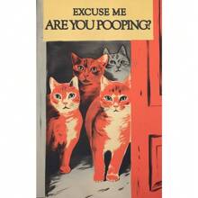 1 st Ben je aan het poepen Badkamerbord Grappige kattencitaten Poster Canvas Schilderij Cartoon Muurkunst Foto's Retro Toilet Huiskamer Decor Geen lijst