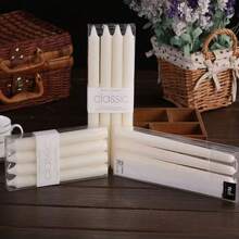 4pcs Classic European Style Smokeless Odorless Pole Wax Romantic Wedding Western Meal Ivory White Color Long Pole Candle Ornament Candle Western Banquet Candle,Room Decor,Gifts Birthday Graduation