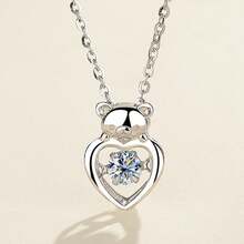 1 件 S925 银熊吊坠项链，可爱珠宝，带 0.5 克拉 D 色 GRA 钻石莫桑石 - 0.5ct - 查看 2